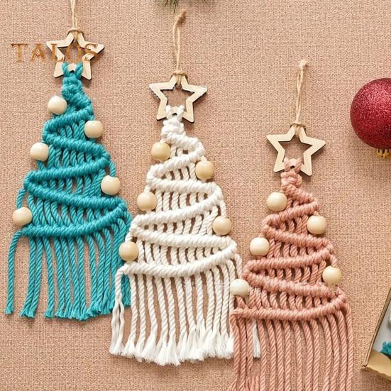 DIY Weihnachtsbaum-Makramee-Set, Baumwollseil-Flechtset, Handstricken, Boho-Weihnachtsquasten-Dekor-Set für Anfänger