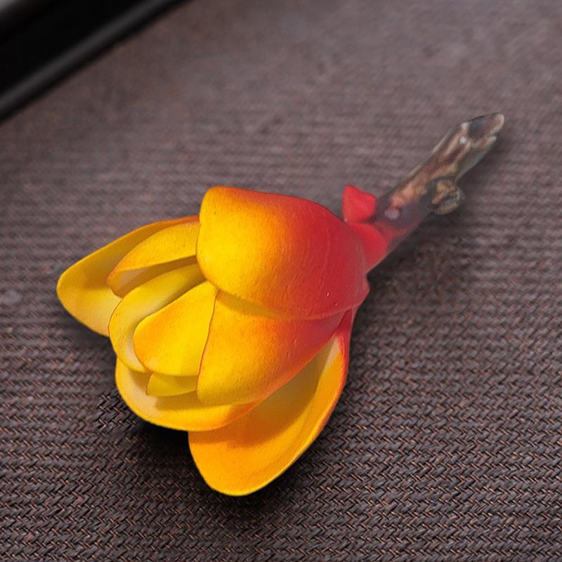 Creative Ceramic Color-changing Magnolia Tea Pet Handmade Incense Holder Ornaments Chinese Style Study Tea Table Decoration