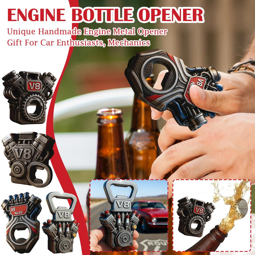V8 Engine Bottle Opener, Retro Mechanical Punk Beer Bottle Opener, Unique Handmade Engine Metal Opener, Gift For Car Enthusiasts, Mechanics