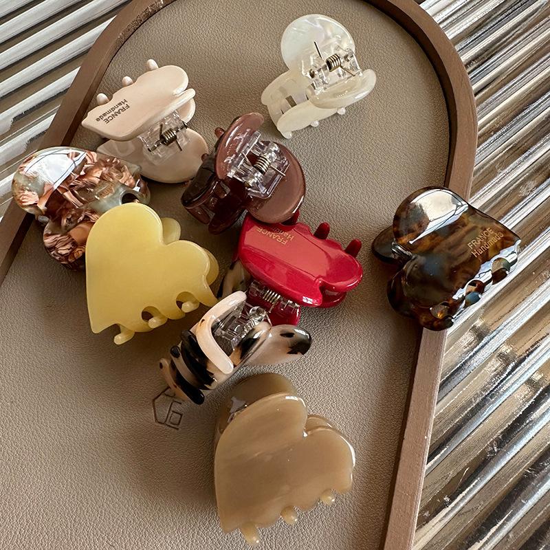 2Pcs/Pair Fashion Small 3.5cm Acetate Heart Shaped Hair Claw Crabs for Girls Cute Hairclips Women Hair Accessories Hairpins Clip