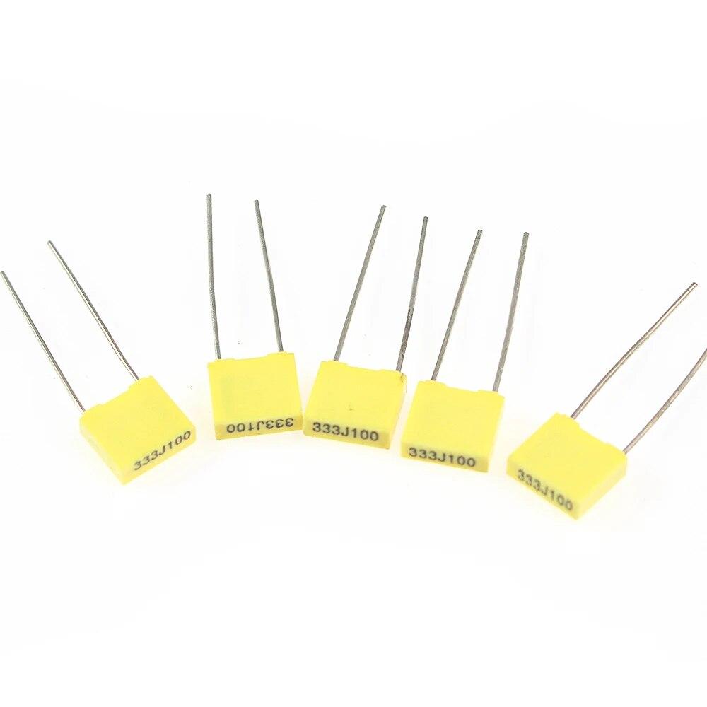 50 peças/lote 1nF~0,47uF 100V Polipropileno Segurança Filme Plástico Correção Capacitor Conjunto Pacote 102J 332J 103J 473J 224J 152J 474J