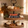 Indoor Seasonal Party Supplies Wooden Halloween Table Sign, Vintage Letter Tabletop Decoration, Spooky Standing Unique Photo Prop Block Sign
