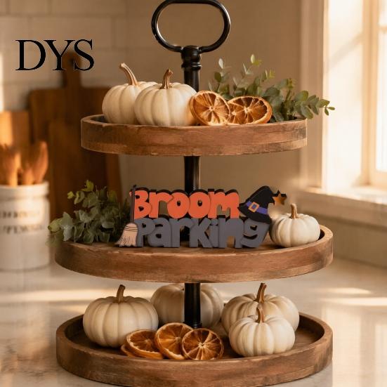 Indoor Seasonal Party Supplies Wooden Halloween Table Sign, Vintage Letter Tabletop Decoration, Spooky Standing Unique Photo Prop Block Sign