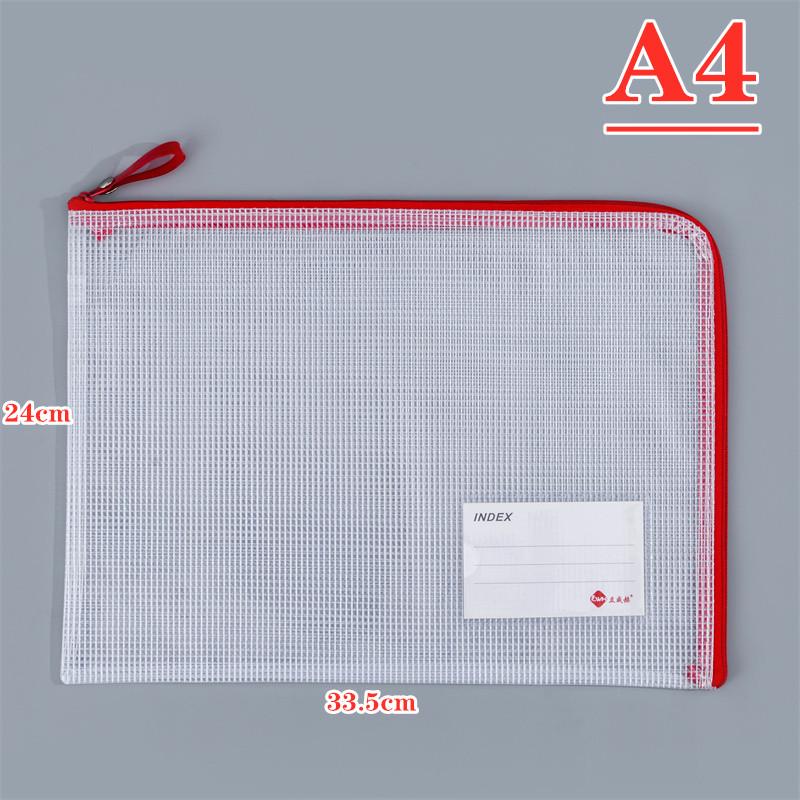 

L-Shaped Mesh Zipper File Bag - Large Transparent for Student Subject Organization