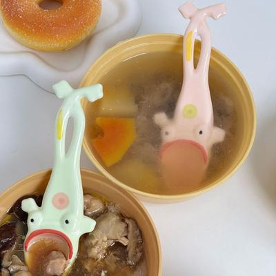Yousheng 1/2 Stück Hässlicher Frosch mit großem Maul Keramiklöffel Froschlöffel mit langen Beinen Mischwerkzeug Humorvolles Küchen-Tischzubehör