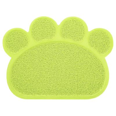 PVC Cat Dog Litter Mat Waterproof AntiSlip Paw Shape Feeding Bowl Placemat Pet Supplies(Green Paw