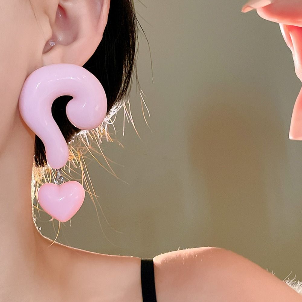 Large Question Mark Exaggerated Drop Earrings Heart-Shaped Ear Stud  Holiday