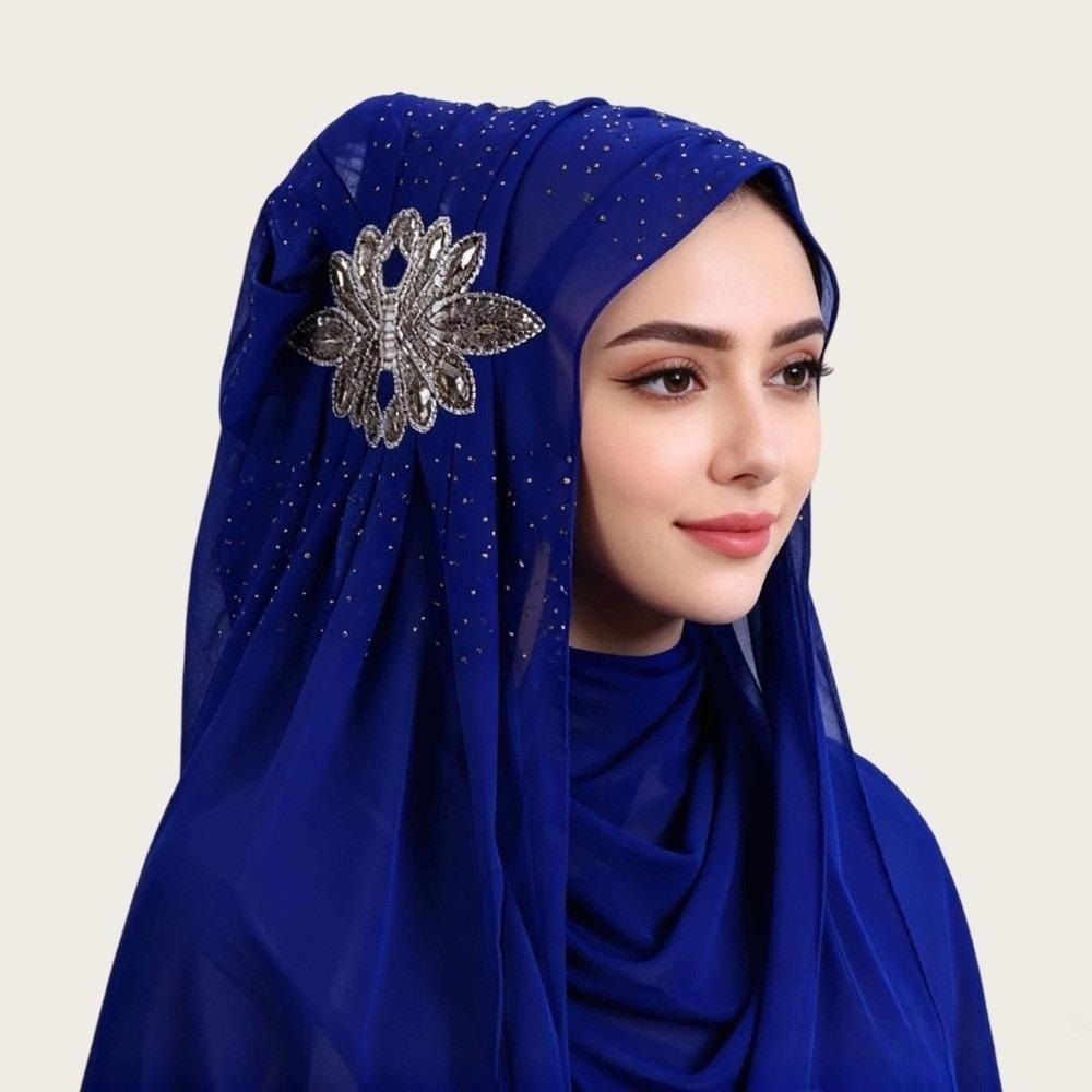 Shiny Sequin Embellished Headscarf Light Luxury Long Scarf Elegant Head Wrap Turban Festival