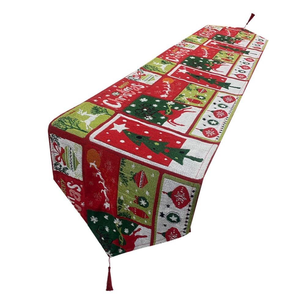 Snowman Themed Christmas Table Runner Cotton Tablecloth Holiday Dining Decor
