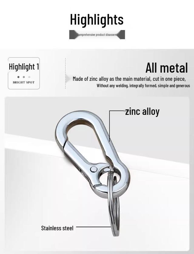 Men's High-End Metal Keychain: Thickened Spring Quick Release Ring Pendant