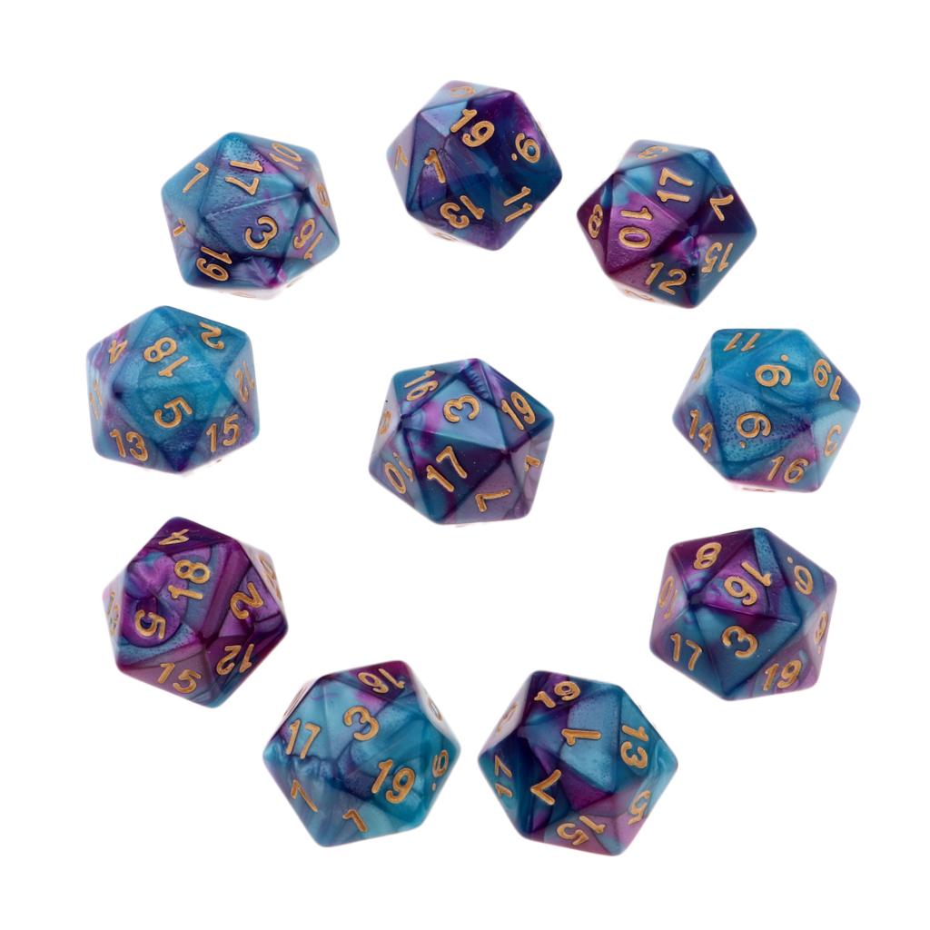 

10pcs/Set D20 Colored Acrylic Polyhedral Dice 20-sided Dice Game Set Two-COLORS DND Dice Set for D&D TRPG Board Game Dice