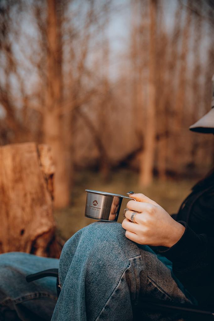 CAMPING MOON Camping Coffee Solo Mug S-180-4P+B, 160ml, 4-Piece Set with Canvas Case