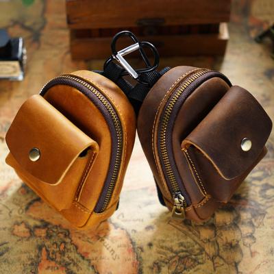 Outdoor Sports Pocket Money Wallet Casual Portable Mini Hanging Coin Pouch Cowhide Zipper Keys Headset Storage Small Bag