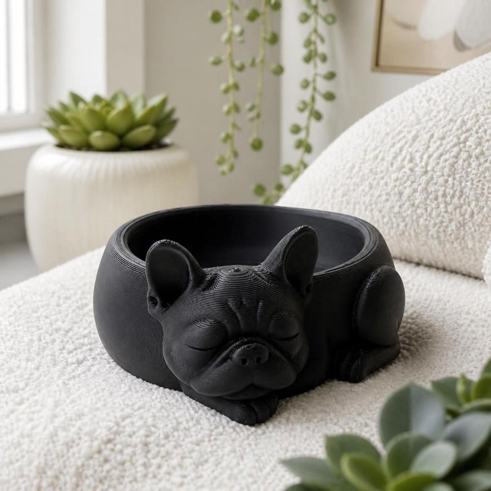 Ornaments Dog Shaped Flowerpot Funny Bulldog Plant Pot Cute Puppy Figurine Desktop