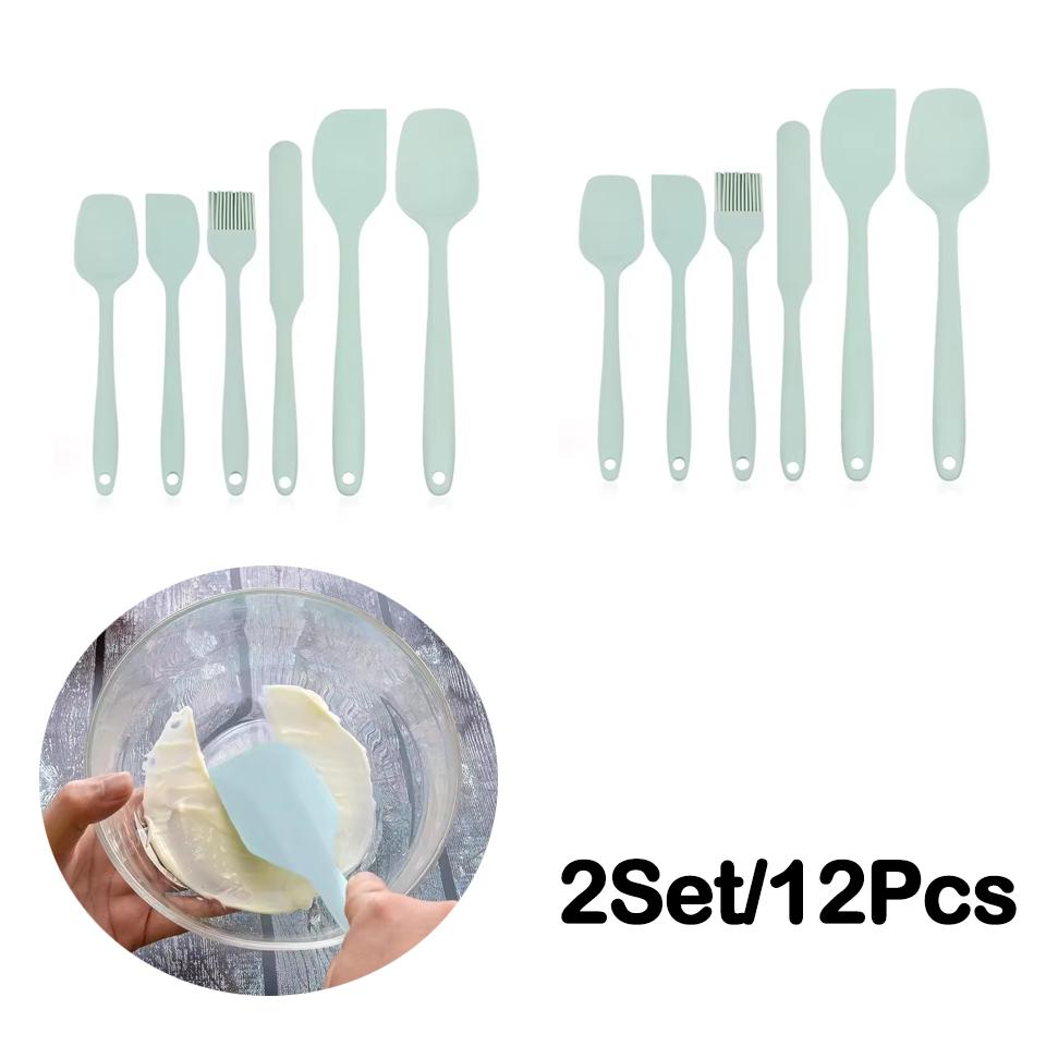 Conjunto de 6 espátulas de silicone de grau alimentício, antiaderentes, resistentes ao calor, espátulas, virador para cozinhar, assar, misturar, ferramentas de cozimento