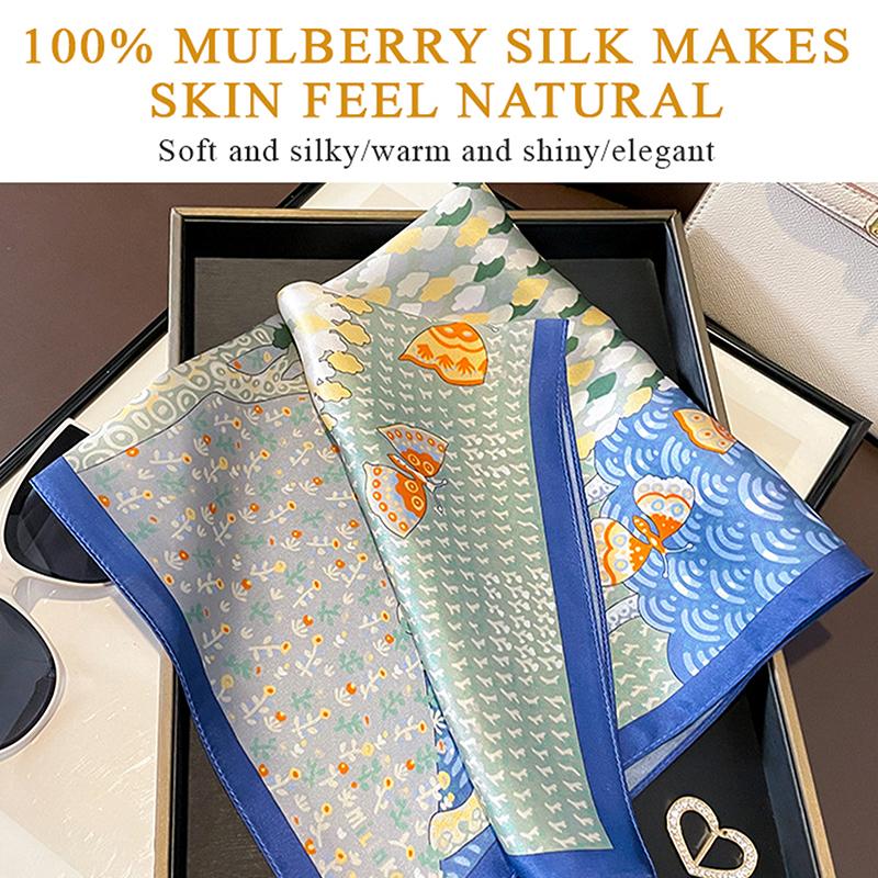 100% Silk Satin Square Scarf Soft Smooth Aesthetic Scenery Print Ideal Gift for Mom Girlfriend Friends