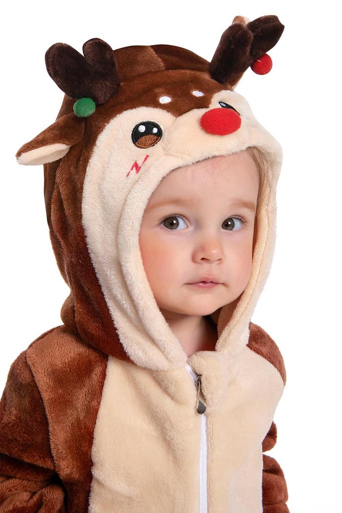 OLAOLA Reindeer Kigurumi Baby Winter Newborn Baby Shower Commemorative Photo Unisex Kids' Pajamas, Costume, Outfit, Romper, Clothes, Kids' Halloween,