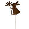 Metal Easter Bunny Garden Stakes Outdoor Easter Metal Happy Easter Bunny Yard Sign Lawn Decor Easter Yard Sign