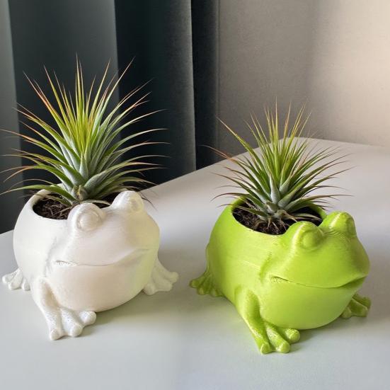 3D Tištěný Žabí Květináč Vnitřní Venkovní Tvar Zvířete Sukulenty Bylinky Květináč Nádoba Domácí Balkon Zahrada Dekorace
