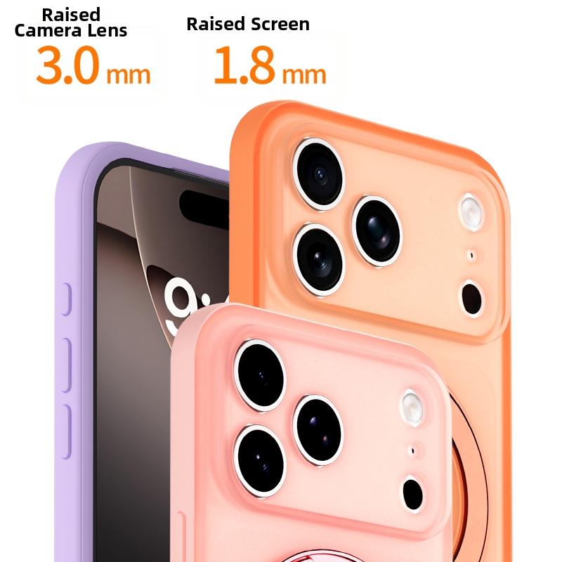 Full-coverage Clear Magnetic Phone Case for iPhone 17 15 16 Pro Max for MagSafe with 360° Rotating Stand Lens Protector Cover