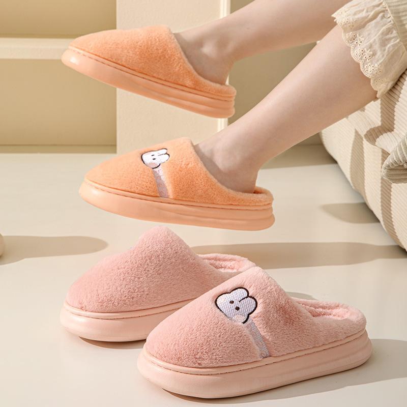 Autumn And Winter Cotton Slippers Women'S Home Home Couple Indoor And Outdoor Warm Thick-Soled Wool Slippers Men