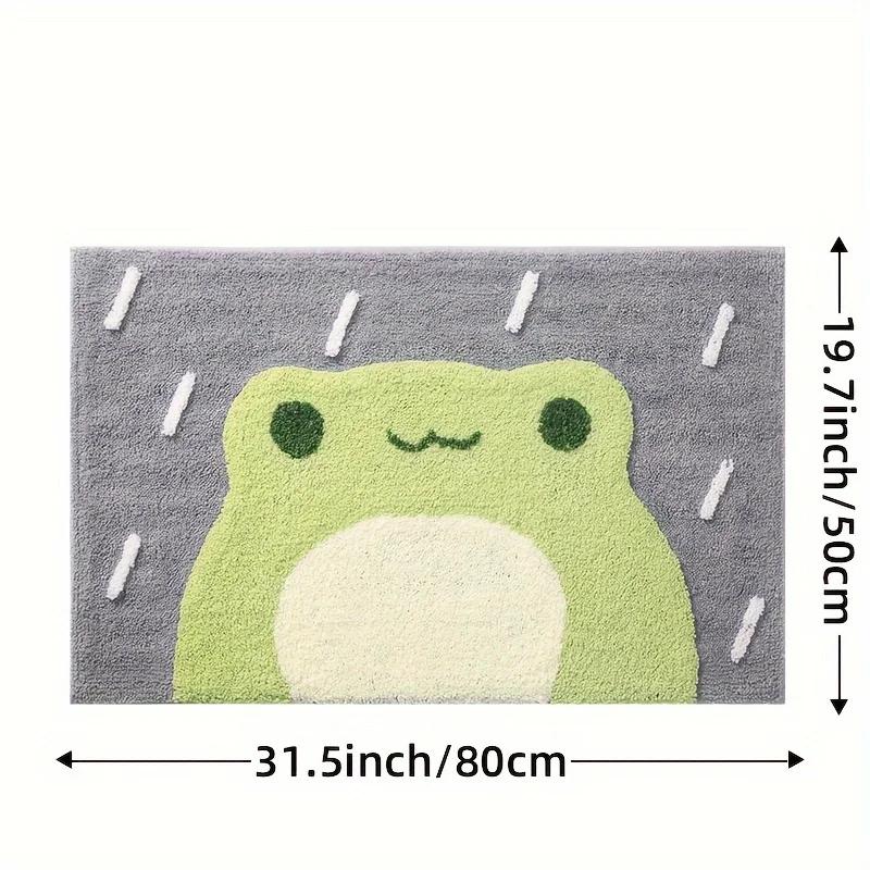 Cute Cartoon Frog Plush Bath Mat Non-Slip Absorbent Soft Washable Floor Rug for Bathroom Shower Room Home