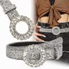 Bling Bling PU Leather Belt Versatile Trendy Waistband Fashion Ring Buckle Belt Women