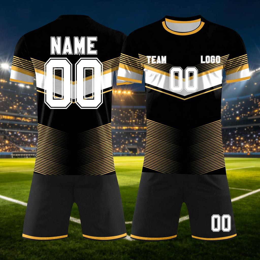 Anpassbares DIY Zweiteiliges Sporttrikot-Set: Kurzarmshirt und Shorts mit personalisiertem Nummernaufdruck für Teamuniformen