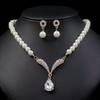 1 Set Bridal Faux Pearl Rhinestone Pendant Necklace Jewelry Women And Earrings Elegant Wedding Jewelry Set