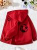 Kids Soccer Heart Graphic Zip Up Hoodie Loose Long Sleeve Hooded Jacket Casual Daily Sports Outerwear For Boys Girls