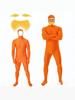 Masquerade Orange Jumpsuit Halloween Costume with Yellow Mustache & Eyebrows for Party Dress Up