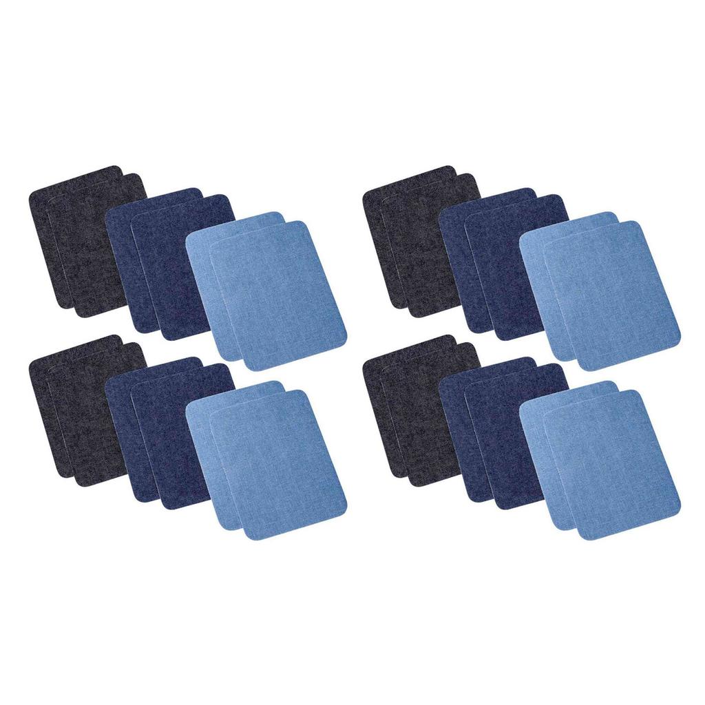Good-Iron On Denim Patches For Clothing Jeans 24 Pcs, 3 Colors (4.9 Inch X 3.7 Inch)