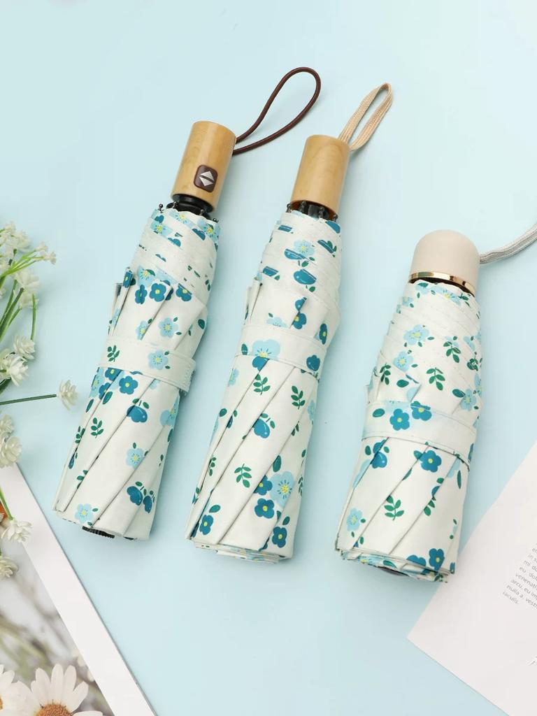 Fresh Flower Umbrella for Students Small Portable Foldable Dual-Purpose Automatic Sun Protection UV Protection Sun Umbrella for Women