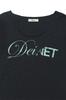 DEINET Off Shoulder Graphic T-Shirt In Navy