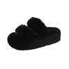 Mao Mao slippers women's autumn and winter outer wear warm thick-soled one-word slippers plush drag casual double-belt cotton slippers