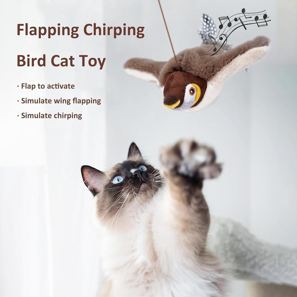 Lanyard Configuration, Simulated Bird Sounds, Cat Toy, Suitable for Indoor Cats To Play, Electric Simulated Pet Toy, for Chasing and Playing