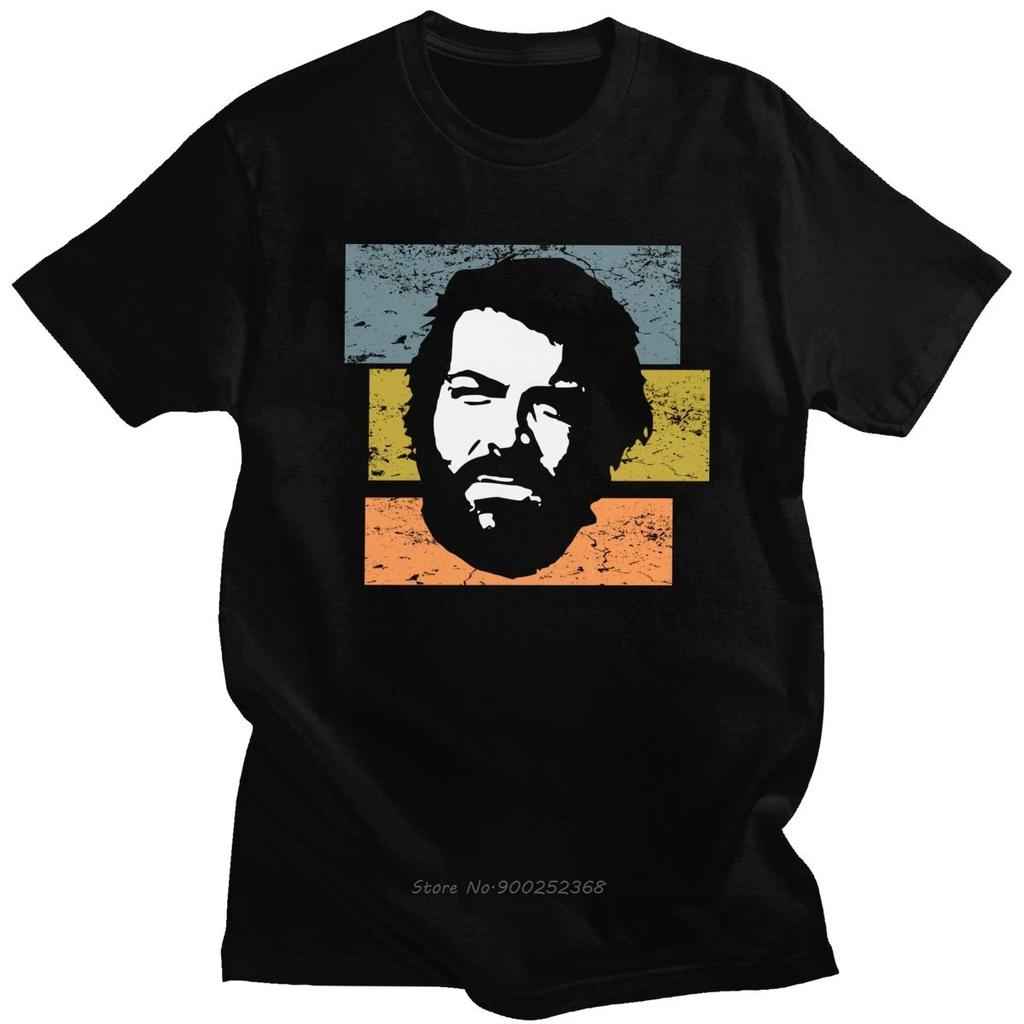 Hübsches Männliches Rerro Bud Spencer Unisex T-Shirt Kurzarm Rundhals Baumwoll-T-Shirt Terence Hill T-Shirts Sommer Harajuku Streetwear