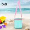 Netz-Strandtasche mit Schultergurt, großes Fassungsvermögen, Reißverschluss, Mehrzweck-Muschelhalter, Aufbewahrungseimer für Reisesandspielzeug