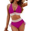New women's split swimsuit sexy bikini high waist belly hanging neck tight swimsuit