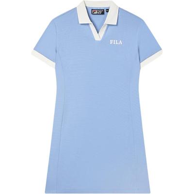 Logo Print Polo Casual Short Sleeve Dress Women Dresses Cloud-Mountain-Blue F51W429301F-BU