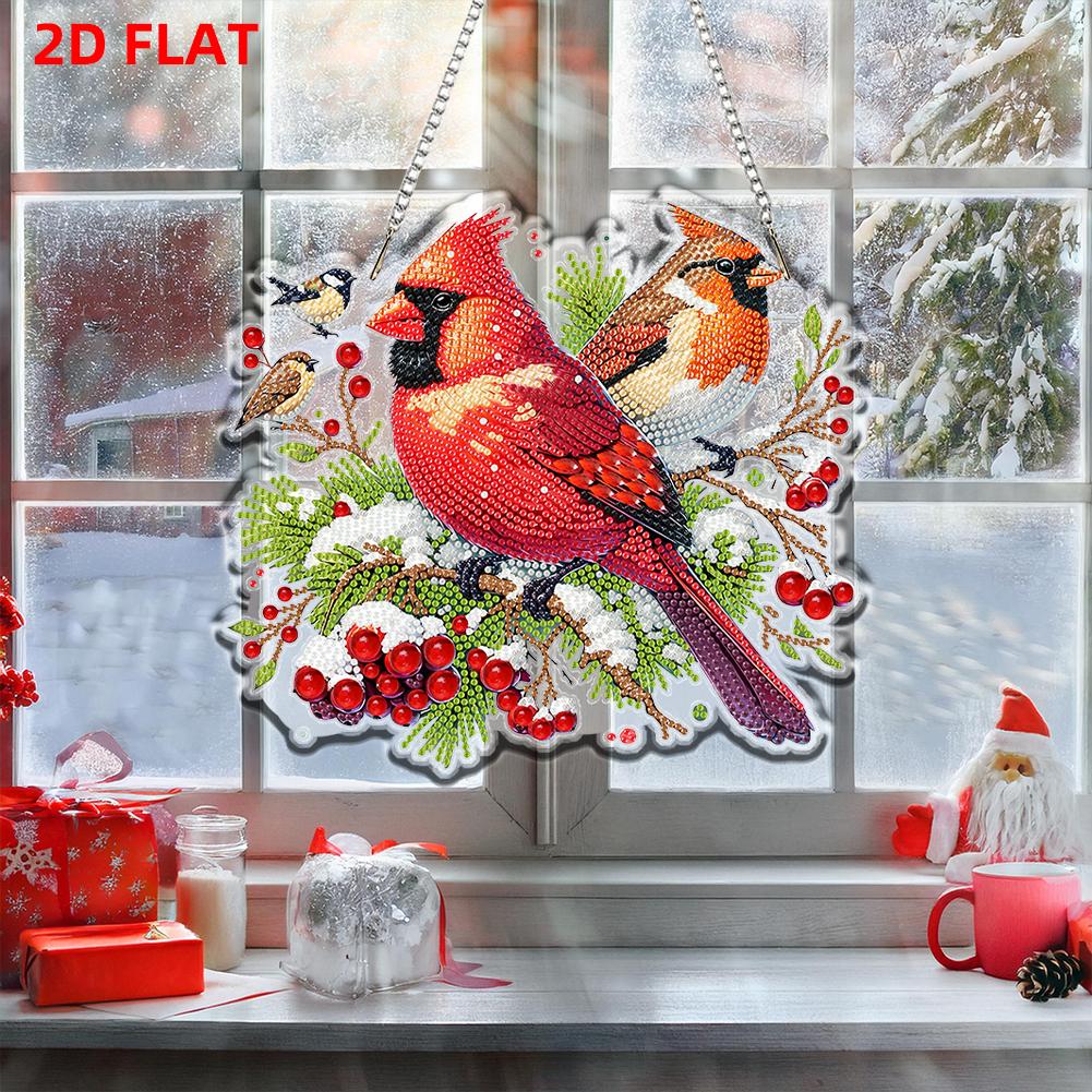 Acrylic 2D/Flat DIY Christmas Special Shape Hanging Diamond Art Kits Rhinestone Diamond Art Window Pendants Wall Door Decoration