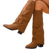 Foreign Trade Large Size Pointed European and American Tall New Boots 2025 Autumn and Winter Fold Thick Heel Sleeve High Heel Fashion Boots