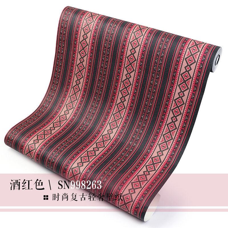 European Luxury Striped Wallpaper Tibetan Ethnic Style Living Room Bedroom Background Wall Paper for Hotel Restaurant