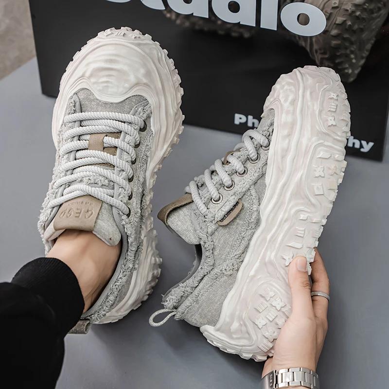 Trendy  Spring New Versatile Fabric Thick Bottom Height Increasing Casual Sports Super Hot Casual Men's Shoes