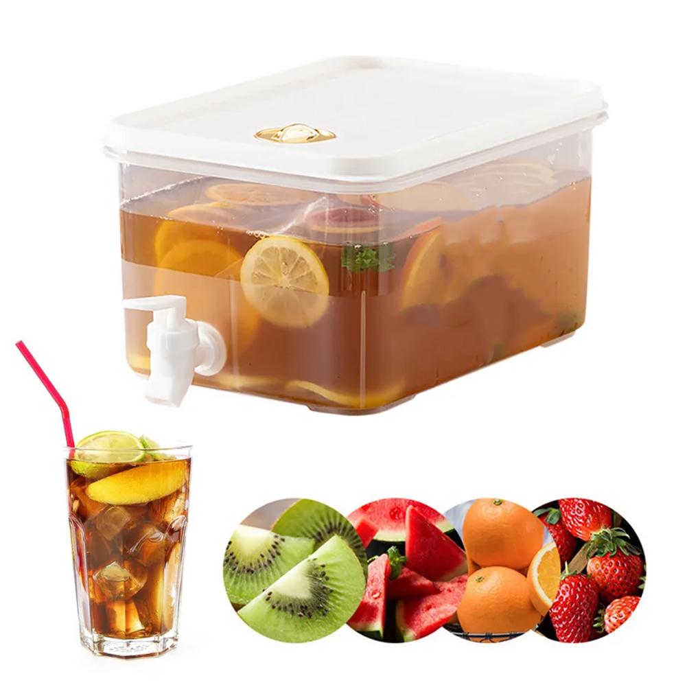 Portable Beverage Dispenser with Tap 6L Sealed Juice Container for Party & Camping Heat Resistant Cold Drink Tea Jug with Lid