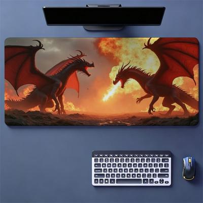 Tapis de souris pour jeu Flamethrower Vs Red Wing Dragon Impression Un tapis de souris de jeu longue durée adapté à la fois à une utilisation au bureau et en jeu