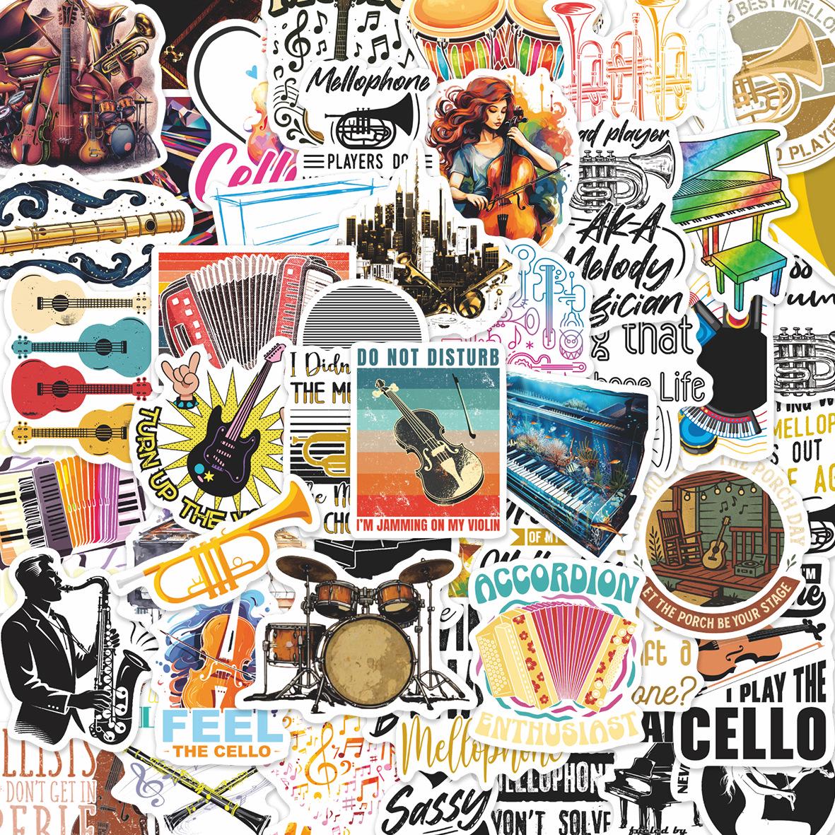 50PCS Orchestral Instrument Graffiti Stickers - DIY Decorative Set for Suitcases and Stationery разноцветный