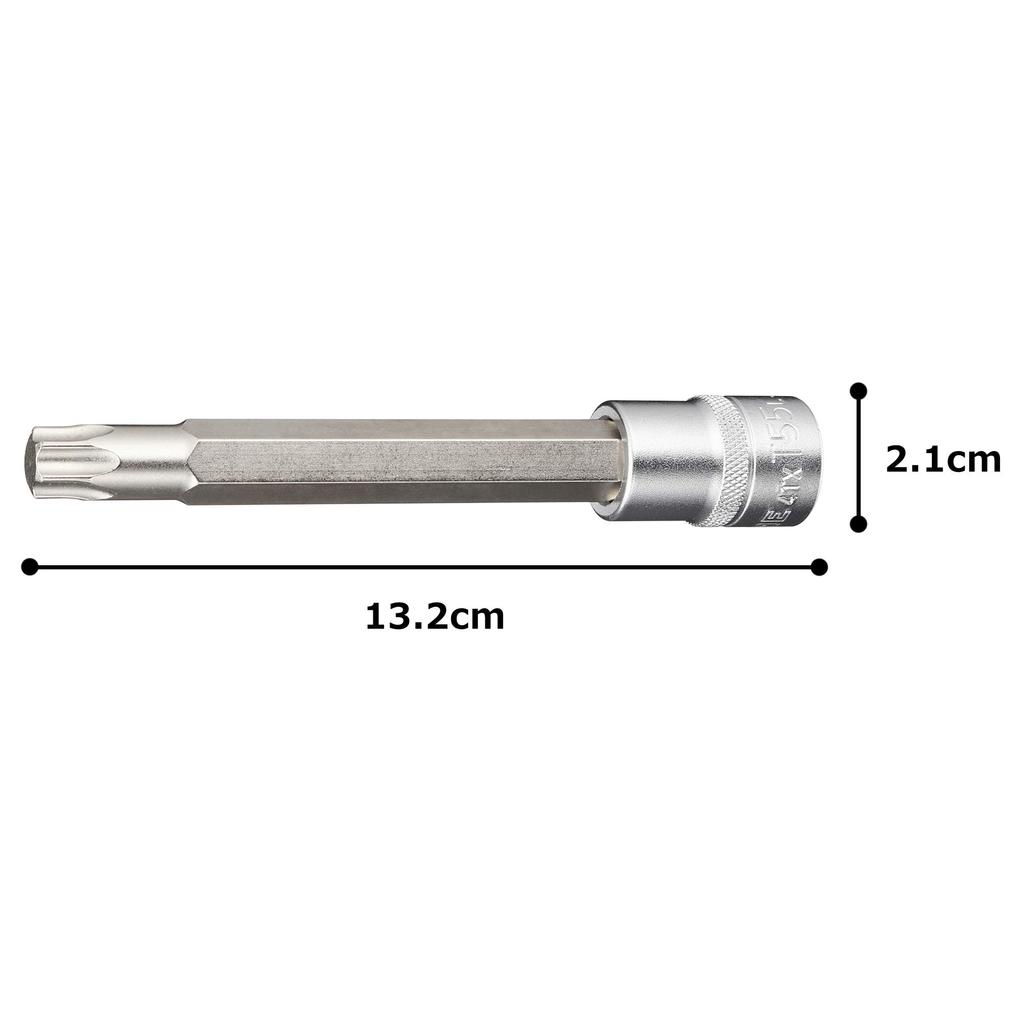 TONE Long Torx Socket T55L (Heavy Duty) 4TX-T55L, 12.7mm (1/2") Drive,