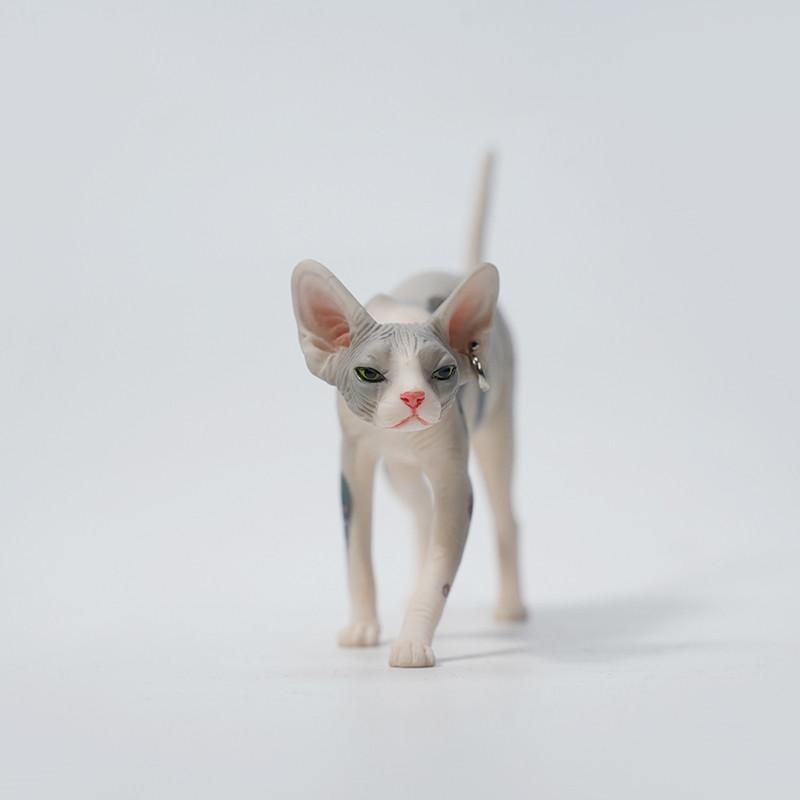 Mini Hairless Cat Model Creative Tattoo Cat Resin Simulation Animal Statue Decoration Modern Car Home Decoration Accessories