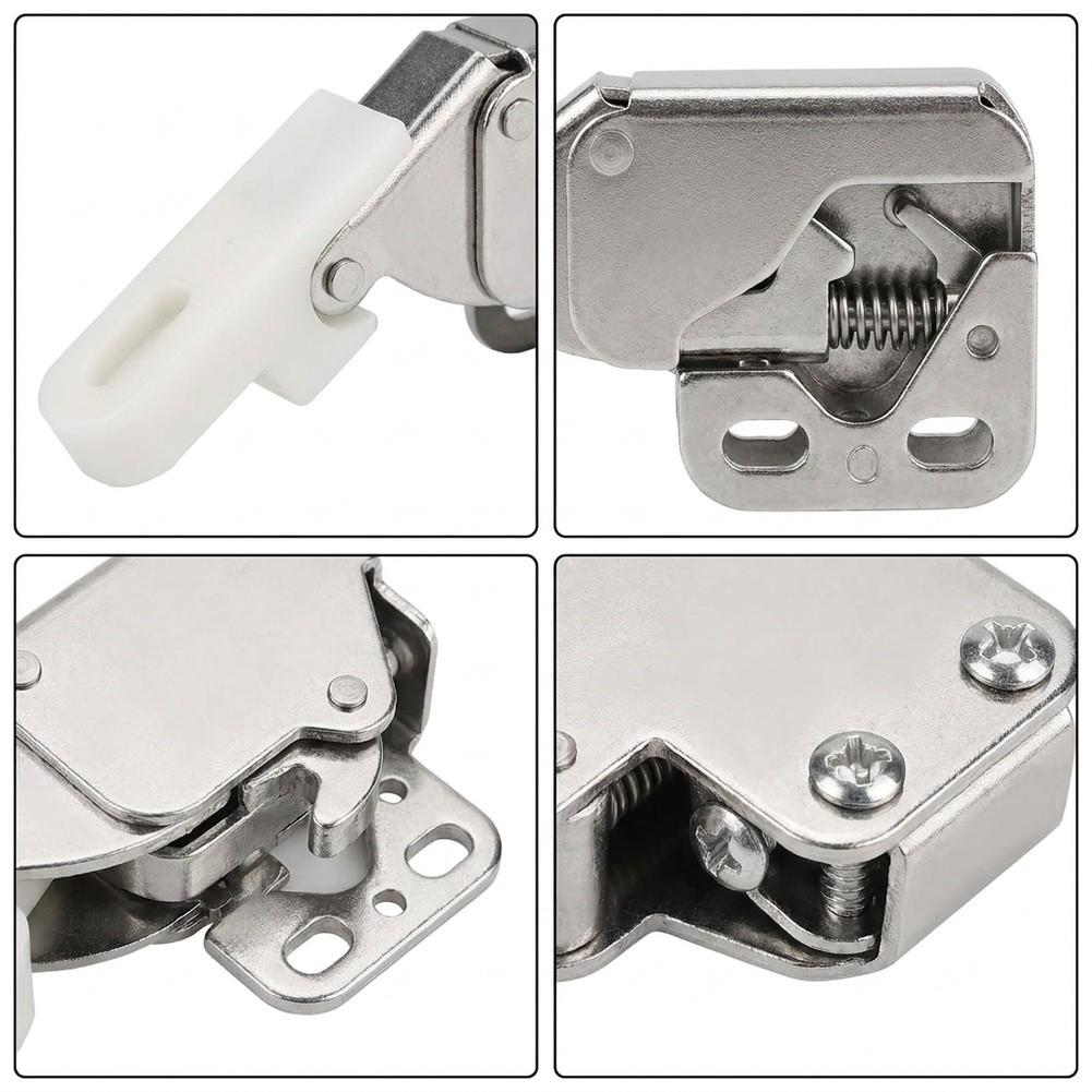 Push to Open Cabinet Door Damper Touch Latch Catch Hardware for Cabinet Door Soft Close 35x28mm White Metal Alloy